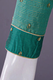 Green Aari Embroidered Chanderi Silk Cotton Blouse 10068928