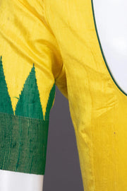 Yellow Handcrafted Raw Silk Blouse 10072431