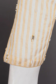 White Aari Embroidered Chanderi Silk Cotton Blouse 10077774