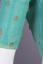 Green Aari Embroidered Chanderi Silk Cotton Blouse 10068925