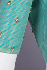 Green Aari Embroidered Chanderi Silk Cotton Blouse 10077776