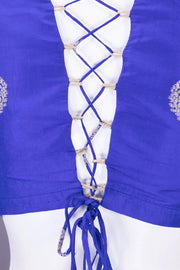 Azure Blue Handcrafted Banarasi Silk Blouse 10064844