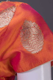 Orange Shot Pink Banarasi Silk Blouse 10064839