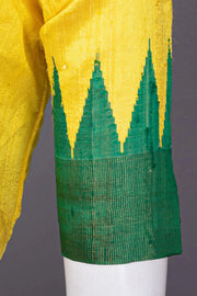 Yellow Handcrafted Raw Silk Blouse 10072435