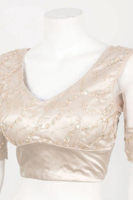 Embroidered Sequin Work Net Satin Silk Blouse  10060378