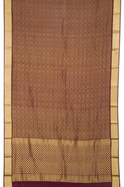 Rosewood Brown Mysore Crepe Silk Saree With Zari Border 10076656