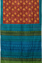 Hand Block Printed Silk Saree 10057399