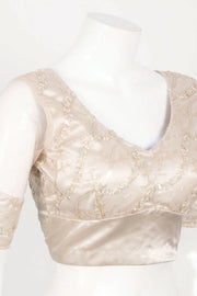 Embroidered Sequin Work Net Satin Silk Blouse  10060378