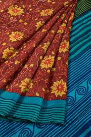 Hand Block Printed Silk Saree 10057399