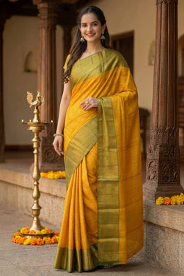 Yellow Kanjivaram Pure Silk Saree 10077167