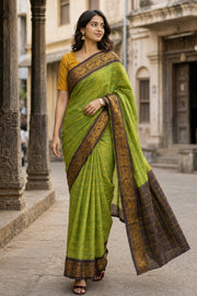 Green Handcrafted Sungudi Cotton Saree 10077096
