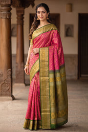 Magenta Pink Knakjivaram Pure Silk Saree 10077172