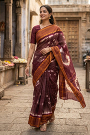 Maroon Handcrafted Sungudi Cotton Saree Without Blouse 10077114