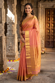 Pink Handloom Geometric Kanjivaram Silk Saree 10077158