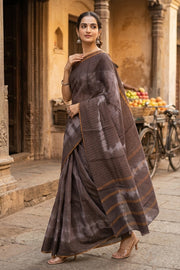 Grey Handcrafted Sungudi Cotton Saree 10077120