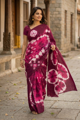Pink Handcrafted Sungudi Cotton Saree Without Blouse 10077111