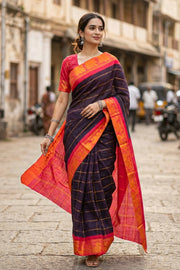 Blue Handcrafted Sungudi Cotton Saree 10077098