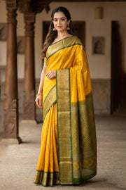 Yellow Kanjivaram Pure Silk Saree 10077164