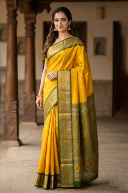 Yellow Kanjivaram Pure Silk Saree 10077164