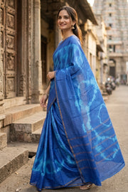 Blue Handcrafted Sungudi Cotton Saree 10077119