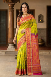 Lime Green Kanjivaram Pure Silk Saree 10077163
