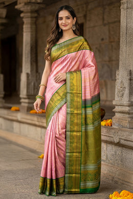 Baby Pink Kanjivaram Pure Silk Saree 10077173