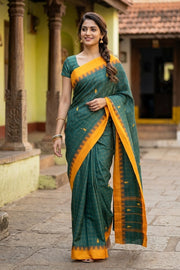 Green Handloom Chettinad Cotton Saree 10077328