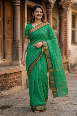 Green Handloom Chettinad Cotton Saree 10077316