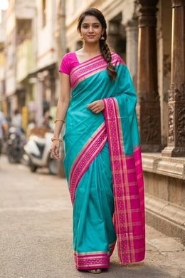 Sky Blue Mysore Semi Crepe Silk Saree 10077207