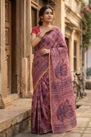 Pink Handcrafted Sungudi Cotton Saree 10077136