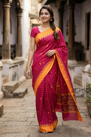Rani Pink Handloom Chettinad Cotton Saree 10077327