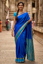 Royal Blue Mysore Semi Crepe Silk Saree 10077216