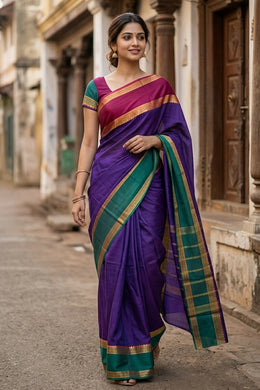 Violet Handloom Chettinad Cotton Saree 10077335