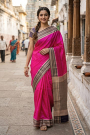 Pink Mysore Semi Crepe Silk Saree 10077215