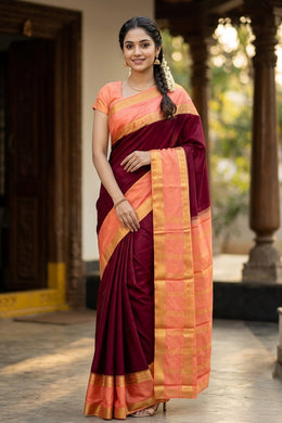 Deep Magenta Mysore Semi Crepe Silk Saree 10077213