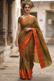 Green Handloom Chettinad Cotton Saree 10077349