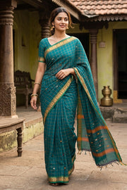 Green Handloom Chettinad Cotton Saree 10077322