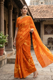 Yellow Handcrafted Sungudi Cotton Saree 10077121