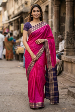 Rani Pink Mysore Semi Crepe Silk Saree 10077208