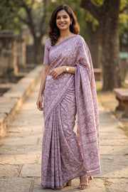 Lavender Kashmiri Printed Silk Saree 10077398