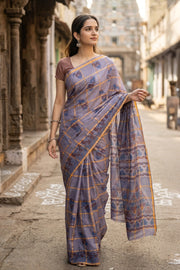 Grey Handcrafted Sungudi Cotton Saree 10077128