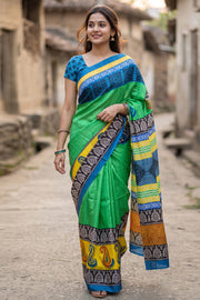 Multi Colour Printed Semi Tussar Silk Saree 10074899
