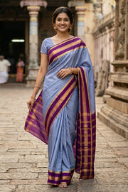 Ice Blue Mysore Semi Crepe Silk Saree 10077212