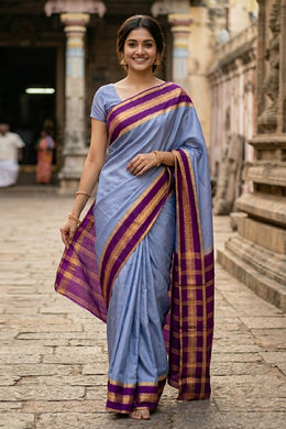 Ice Blue Mysore Semi Crepe Silk Saree 10077212