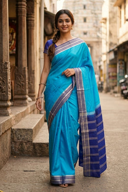 Ocean Blue Mysore Semi Crepe Silk Saree 10077209
