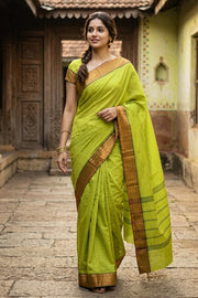 Green Handloom Chettinad Cotton Saree 10077342