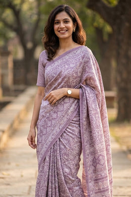 Lavender Kashmiri Printed Silk Saree 10077398