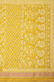 Mustard Yellow Chikankari Embroided Kota Cotton Saree 10078104