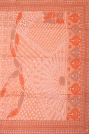 Peach Orange Chikankari Embroided Organza Saree 10078114
