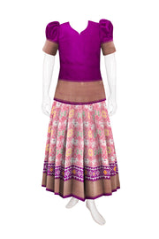 Universal Size Pink Ikat Pattu Pavadai Material 10069826